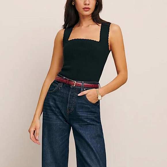 REFORMATION Nalini Ribbed Sweater Tank Shirt - Picture 1 of 4